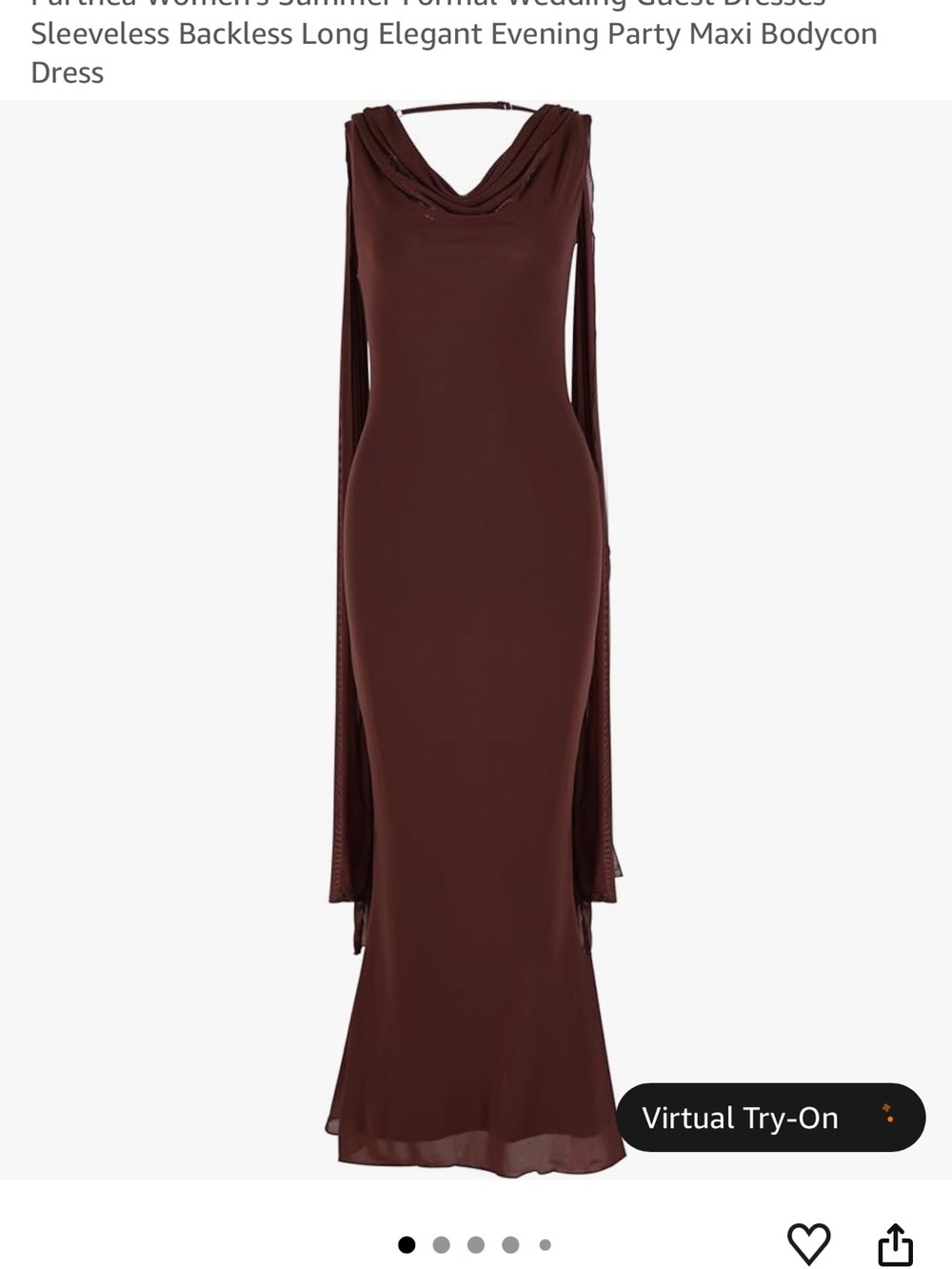 Sleek Brown Cowl-Neck Formal Floor Length Dress for Women for a Wedding Prom Ect